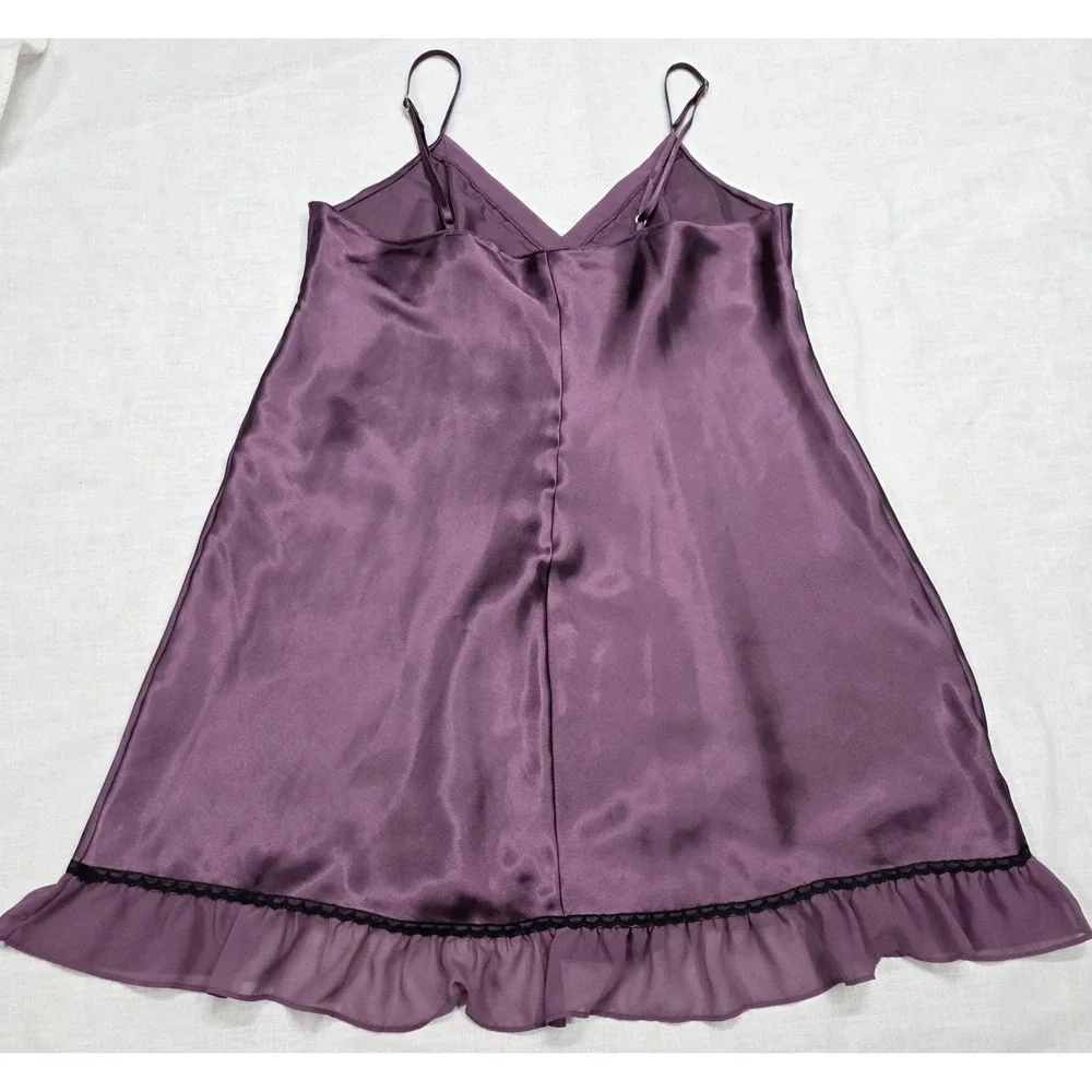 Whimsigoth Chemise Apt. 9 Intimates Womens Large Purple Satin Lace Nightgown Y2k